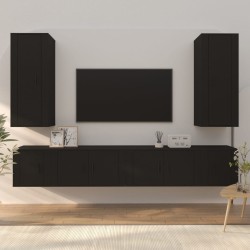 vidaXL Set de muebles para TV 6 piezas madera contrachapada negro