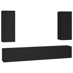 vidaXL Set de muebles para TV 6 piezas madera contrachapada negro