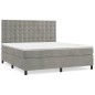 vidaXL Cama box spring con colchón terciopelo gris claro 160x200 cm