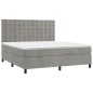 vidaXL Cama box spring con colchón terciopelo gris claro 160x200 cm