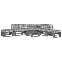 vidaXL Muebles de palets 6 pzas y cojines madera pino impregnada gris