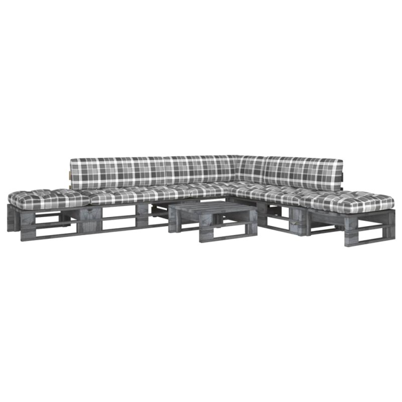 vidaXL Muebles de palets 6 pzas y cojines madera pino impregnada gris