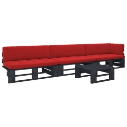 vidaXL Muebles de palets 4 pzas y cojines madera pino impregnada negro