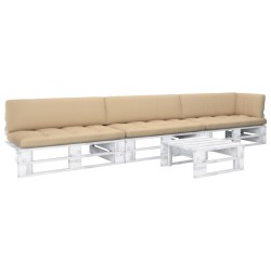 vidaXL Muebles de palés 4 pzas y cojines madera pino impregnada blanco
