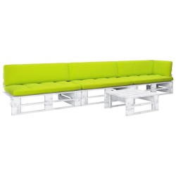 vidaXL Muebles de palés 4 pzas y cojines madera pino impregnada blanco