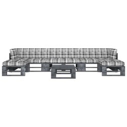 vidaXL Muebles de palets 6 pzas y cojines madera pino impregnada gris