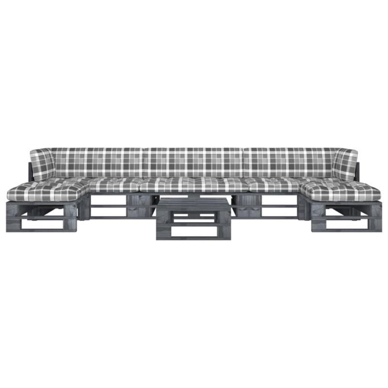 vidaXL Muebles de palets 6 pzas y cojines madera pino impregnada gris