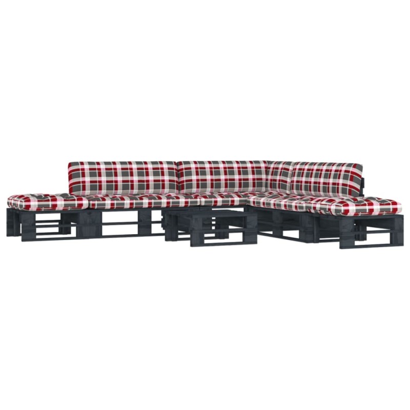 vidaXL Muebles de palés 6 pzas y cojines madera pino impregnada negro vidaXL Muebles de palés 6 pzas y cojines madera pino impregnada negro