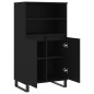 vidaXL Aparador alto madera contrachapada negro 60x36x110 cm
