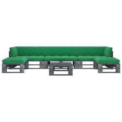 vidaXL Muebles de palets 6 pzas y cojines madera pino impregnada gris