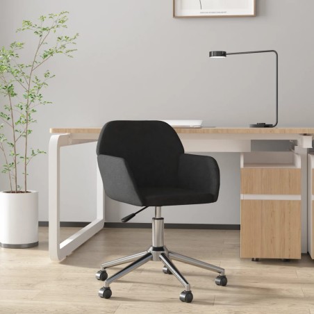 vidaXL Silla de oficina giratoria de tela negra