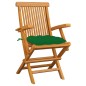 vidaXL Sillas de jardín 6 uds madera maciza de teca con cojines verdes vidaXL Sillas de jardín 6 uds madera maciza de teca con cojines verdes