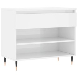 vidaXL Mueble zapatero madera contrachapada blanco brillo 70x36x60 cm