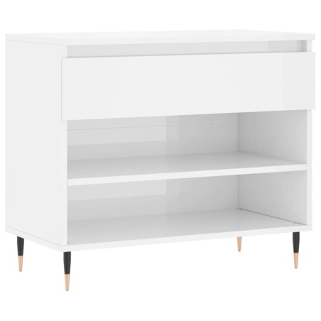 vidaXL Mueble zapatero madera contrachapada blanco brillo 70x36x60 cm