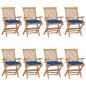 vidaXL Sillas de jardín 8 uds madera maciza de teca con cojines azules vidaXL Sillas de jardín 8 uds madera maciza de teca con cojines azules