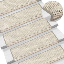 vidaXL Alfombrilla autoadhesiva escalera sisal 15 uds beige 65x21x4 cm