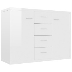 vidaXL Aparador de madera de ingeniería blanco brillante 88x30x65 cm