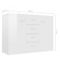 vidaXL Aparador de madera de ingeniería blanco brillante 88x30x65 cm