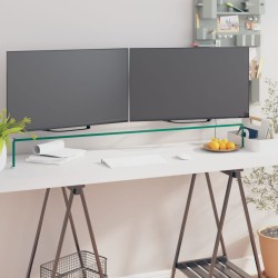 vidaXL Soporte para TV/Elevador monitor cristal claro 120x30x13 cm