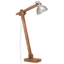 vidaXL Lámpara de pie madera maciza de mango plateada E27