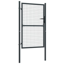 vidaXL Puerta de malla de jardín de acero galvanizado gris 100x250 cm