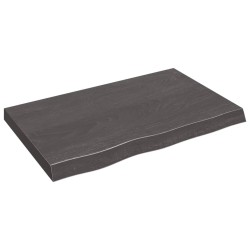 vidaXL Encimera baño madera maciza tratada gris oscuro 80x50x(2-6) cm
