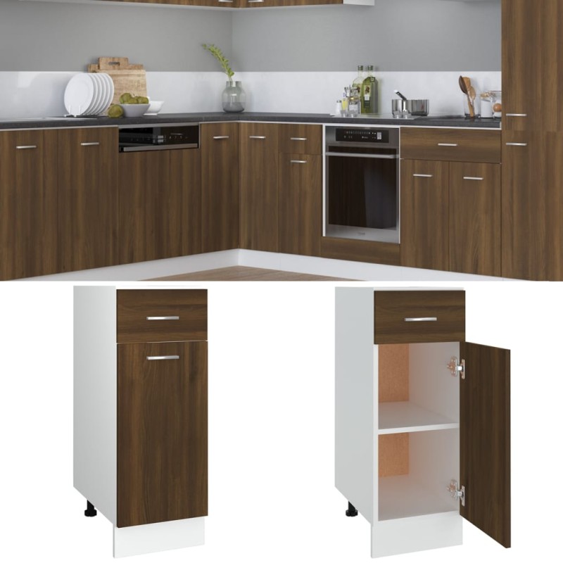 vidaXL Armario bajo cocina madera de ingeniería marrón 30x46x81,5 cm vidaXL Armario bajo cocina madera de ingeniería marrón 30x46x81,5 cm
