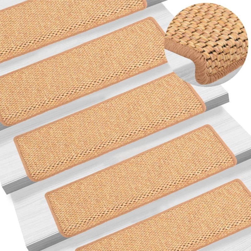 vidaXL Alfombrilla autoadhesiva escalera sisal 15uds naranja 65x21x4cm vidaXL Alfombrilla autoadhesiva escalera sisal 15uds naranja 65x21x4cm