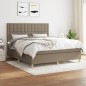 vidaXL Cama box spring con colchón tela gris taupe 180x200 cm