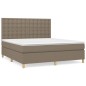 vidaXL Cama box spring con colchón tela gris taupe 180x200 cm