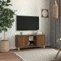 vidaXL Mueble de TV patas madera maciza marrón roble 103,5x35x50 cm