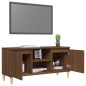 vidaXL Mueble de TV patas madera maciza marrón roble 103,5x35x50 cm