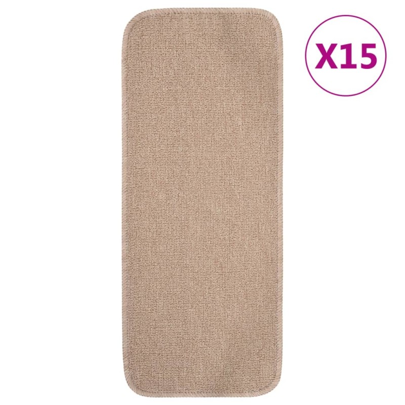 vidaXL Alfombrillas de escalera 15 uds beige rectangular 60x25 cm vidaXL Alfombrillas de escalera 15 uds beige rectangular 60x25 cm