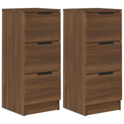 vidaXL Aparadores 2 uds madera contrachapada marrón roble 30x30x70 cm