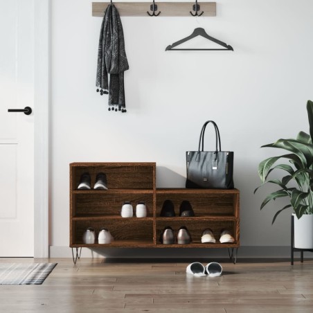 vidaXL Mueble zapatero madera contrachapada roble marrón 102x36x60 cm