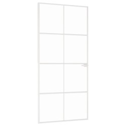 vidaXL Puerta de interior vidrio templado y aluminio blanco 93x201,5cm