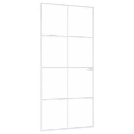 vidaXL Puerta de interior vidrio templado y aluminio blanco 93x201,5cm