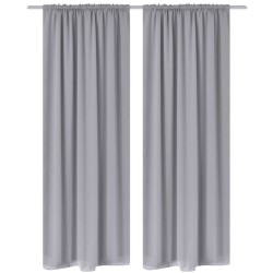 2 cortinas grises oscuras con jaretas, blackout 135 x 245 cm