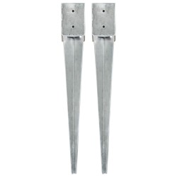 vidaXL Picas de tierra 2 uds acero galvanizado plateado 10x10x76 cm