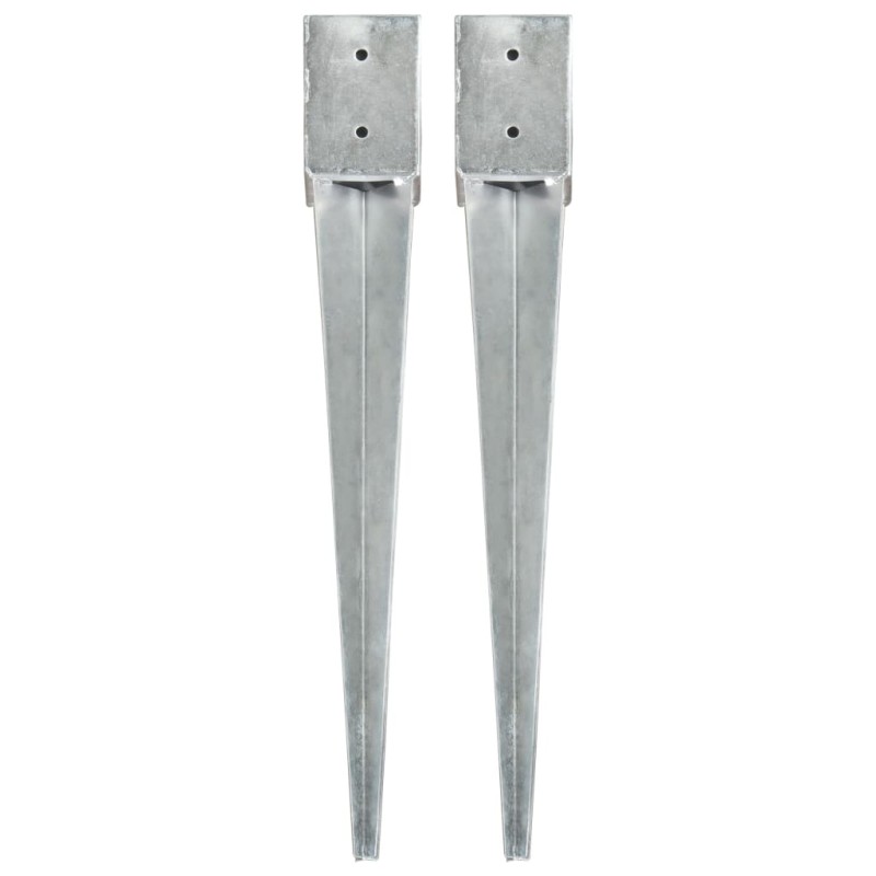 vidaXL Picas de tierra 2 uds acero galvanizado plateado 10x10x76 cm vidaXL Picas de tierra 2 uds acero galvanizado plateado 10x10x76 cm