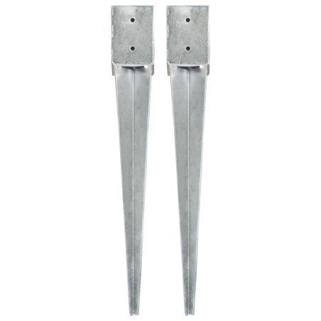 vidaXL Picas de tierra 2 uds acero galvanizado plateado 10x10x76 cm