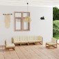vidaXL Juego de muebles de jardín 6 pzas y cojines madera pino maciza vidaXL Juego de muebles de jardín 6 pzas y cojines madera pino maciza