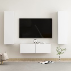 vidaXL Set de muebles de salón TV 3 piezas madera de ingeniería blanco