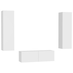 vidaXL Set de muebles de salón TV 3 piezas madera de ingeniería blanco