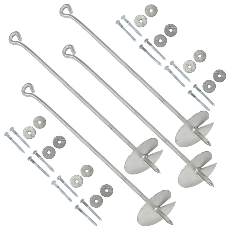vidaXL Anclajes de tierra 4 uds metal galvanizado 10x60 cm vidaXL Anclajes de tierra 4 uds metal galvanizado 10x60 cm