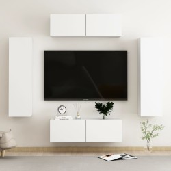 vidaXL Set de muebles de salón TV 4 piezas madera de ingeniería blanco