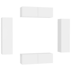 vidaXL Set de muebles de salón TV 4 piezas madera de ingeniería blanco