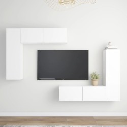vidaXL Set de muebles de salón TV 4 piezas madera de ingeniería blanco