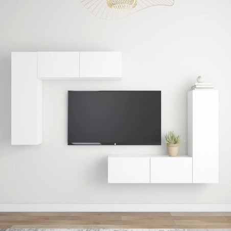 vidaXL Set de muebles de salón TV 4 piezas madera de ingeniería blanco