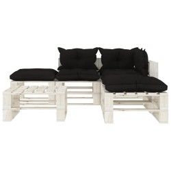  vidaXL Muebles de palets de jardín 6 pzas con cojines negros madera